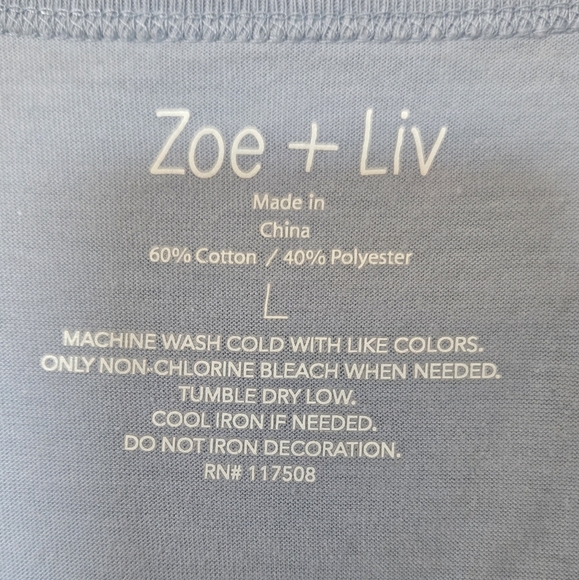 Zoe + Liv Blue Plant Tee Size Large - Picture 4 of 4